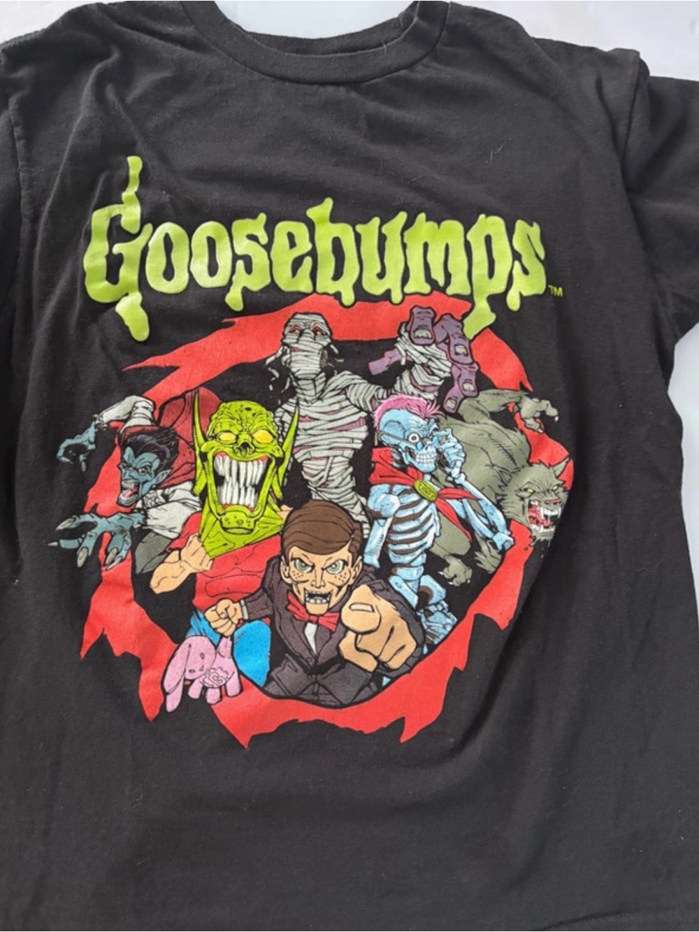 Goosebumps Kids Black Graphic Short Sleeve Tee